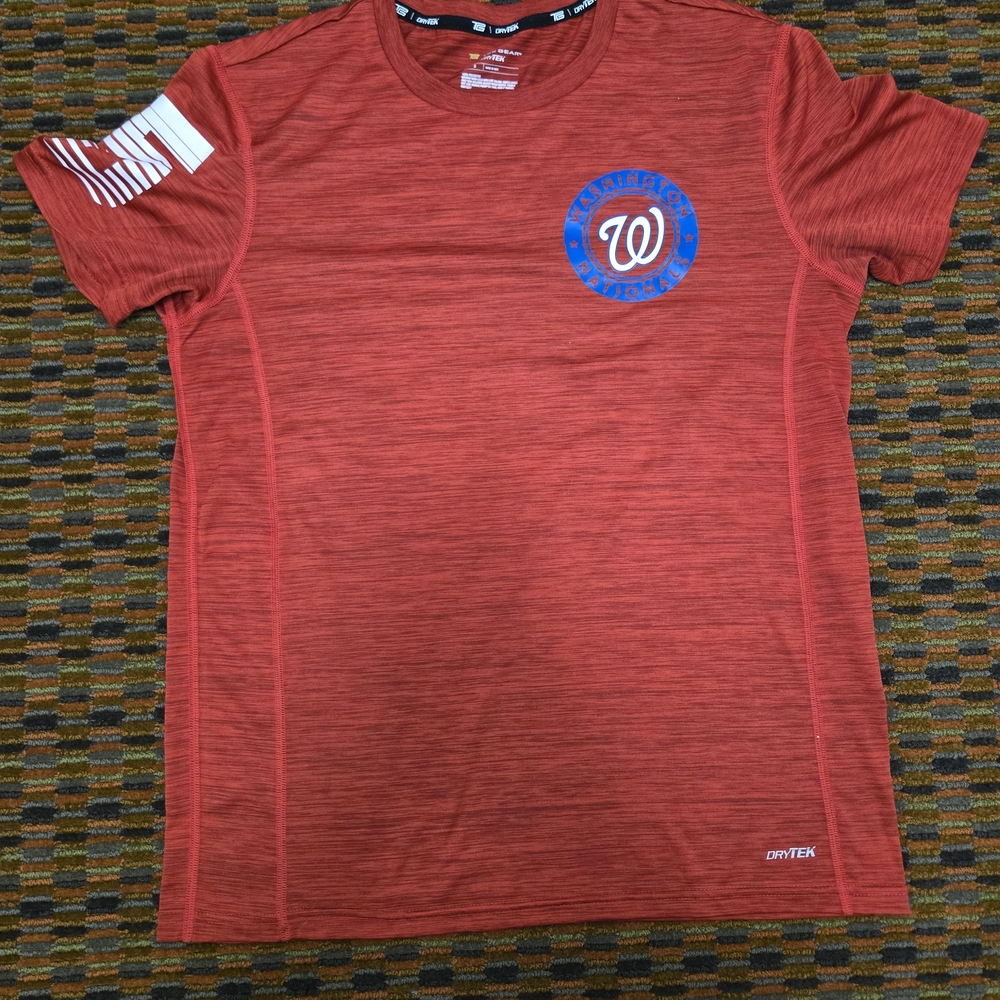 Washington Nationals Tek Gear DryTek Shirt Red Short Sleeve MLB Mens Small
